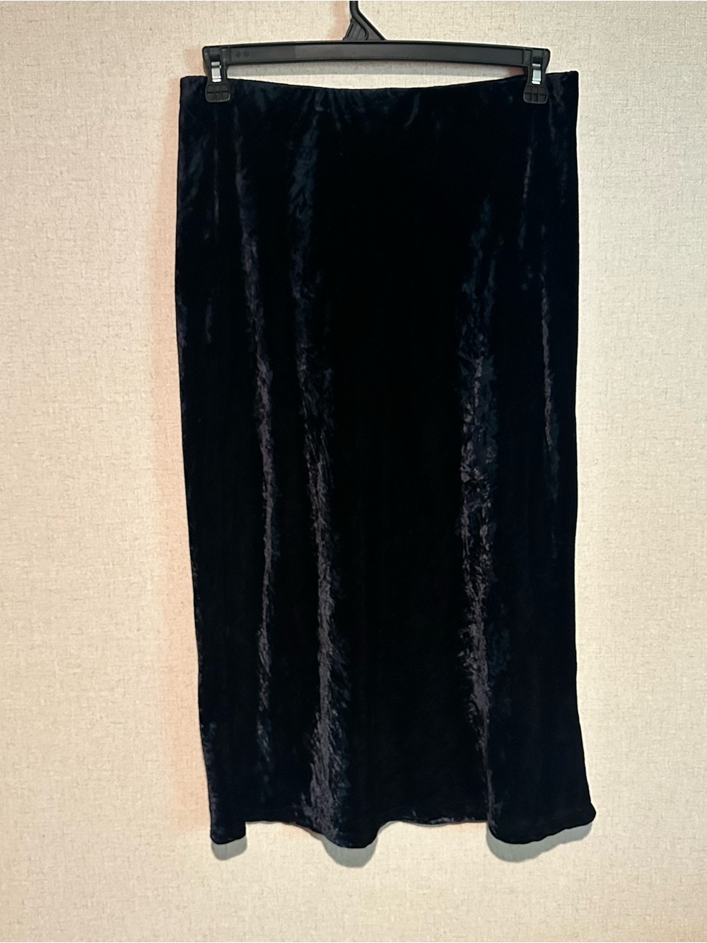 By Anthropologie Large Black Crushed Velvet Midi Skirt Whimsigoth Grudge